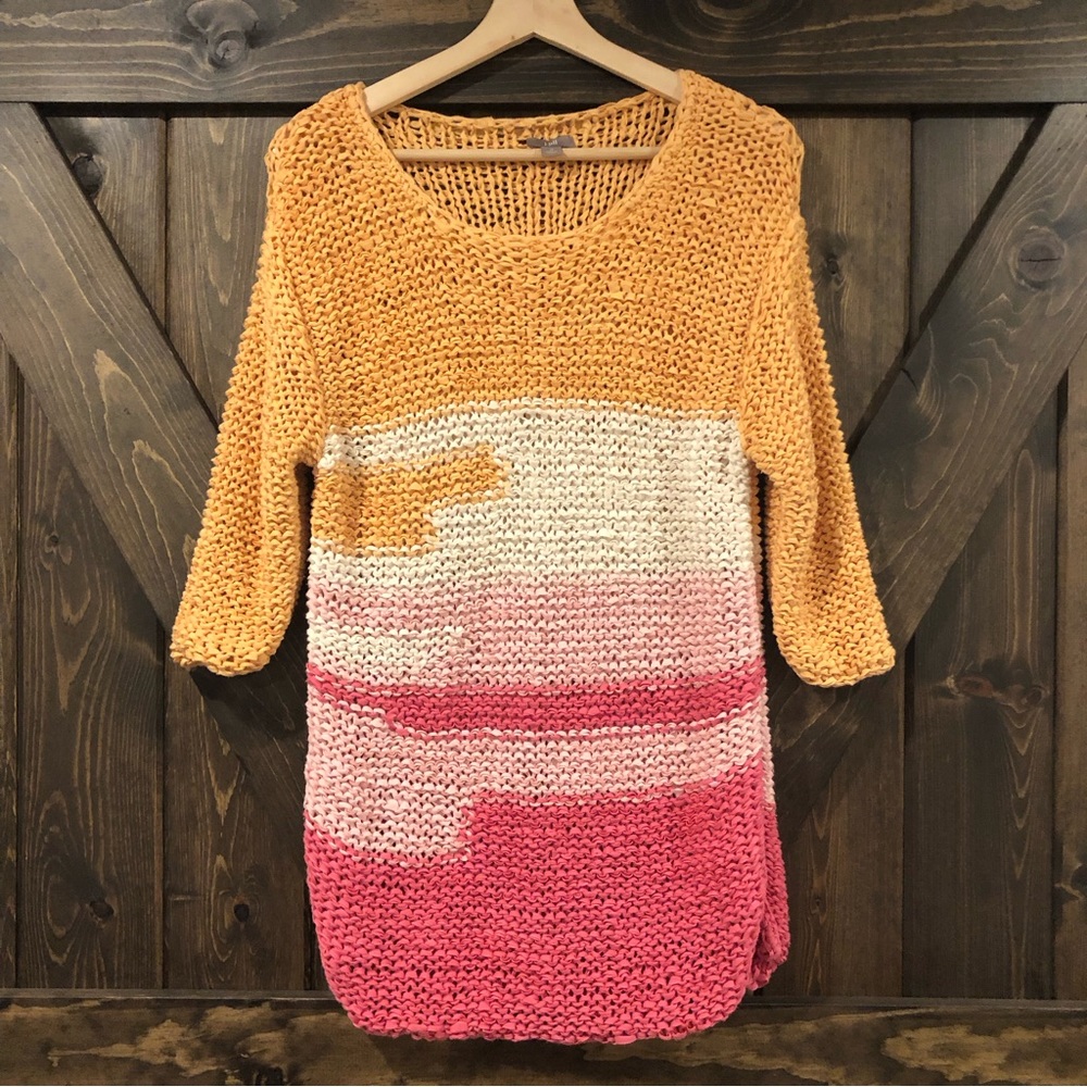 J.Jill crotchet open knit tunic sweater